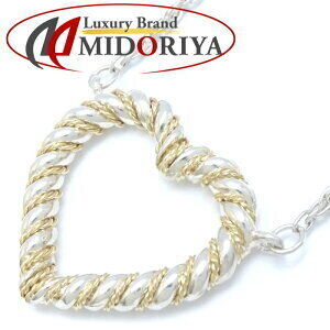 TIFFANY Co Twisted Heart Necklace Sterling Silver Yellow Gold